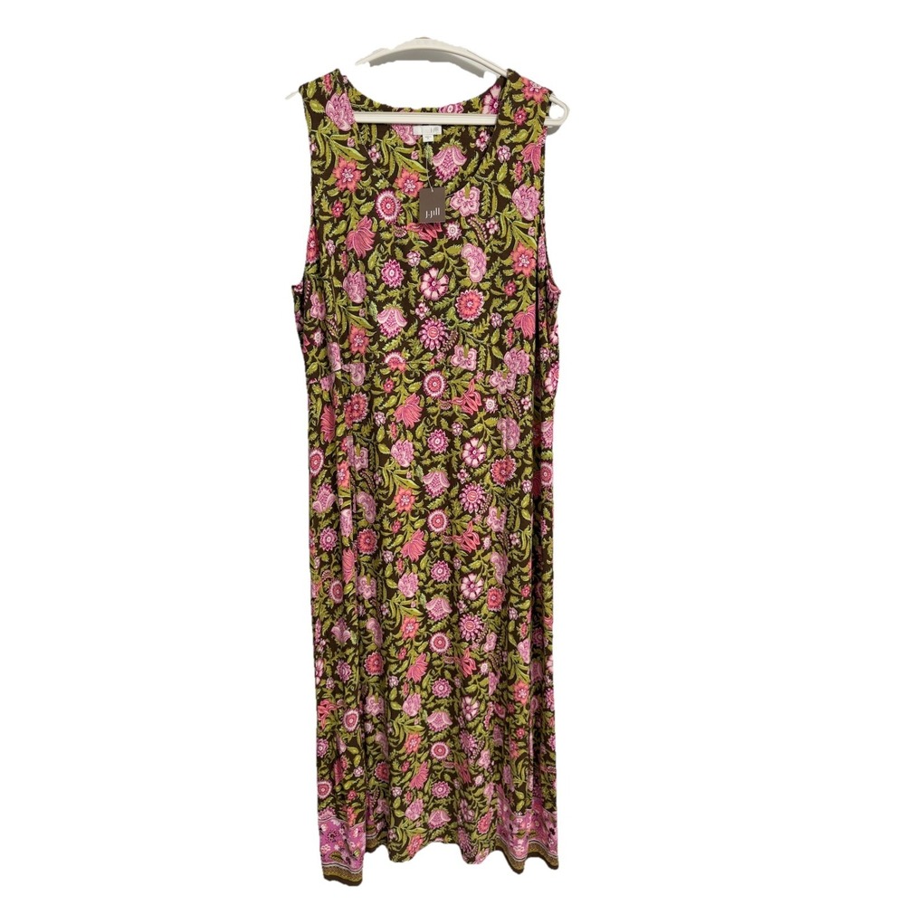 J Jill Size XL Beechnut Floral Rayon Knit Maxi Dress Women's $120 NEW